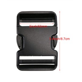 Penta Angel 2Pcs 50mm/2 inch Black Plastic Buckle Clips Heavy Duty Dual Adjustable Buckles Craft Webbing Quick Side Release Buckles for Luggage Straps Pet Collar Backpack Repairing