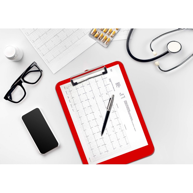 Better Office Products Red Plastic Clipboards, 12 Pack, Durable, 12.5