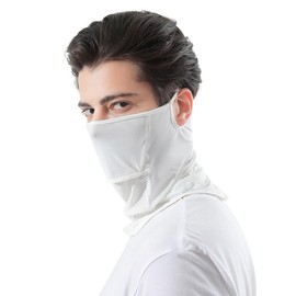 MEPOKI Men's Face Cover, Neck Guard, For Summer, (Opening Structure, Face Cover That Does Not Suffer From Breathing), UPF 50+ Certified, 3-5 ℃ Touch Cool, Over Ear Type, Skin-friendly, UV Face Guard,