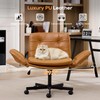 Criss Cross Office Chair with Flip Armrests, PU Leather, Brown