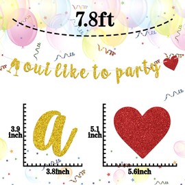 Oui Like to Party Banner, House Warming/Funny Birthday Graduation/Bachelorette/Girls Night/Fiesta/Birthday Party Decorations Supplies, Gold Glitter