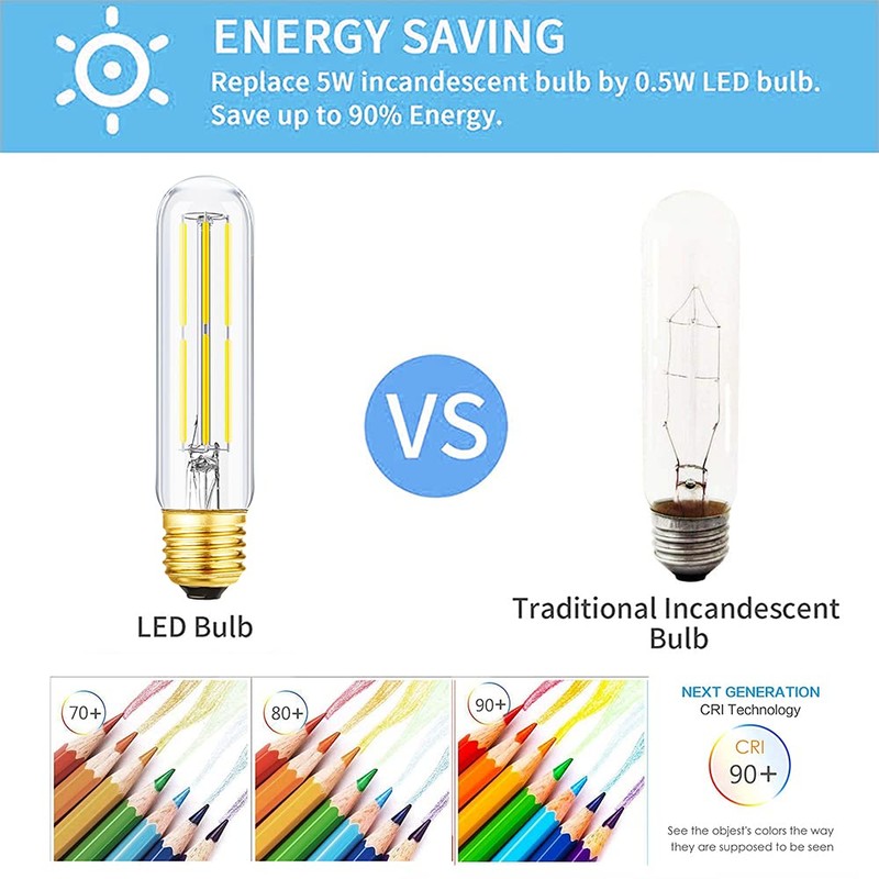 E26 Tubular Light Bulb 6W,Dimmable Led Tube Bulbs,Cool White 5000K,60