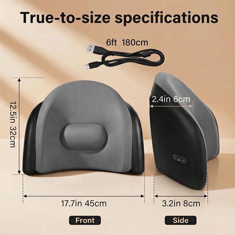 TIMBERHIDE Lumbar Support Pillow for Car, Built in Vibration Massage,