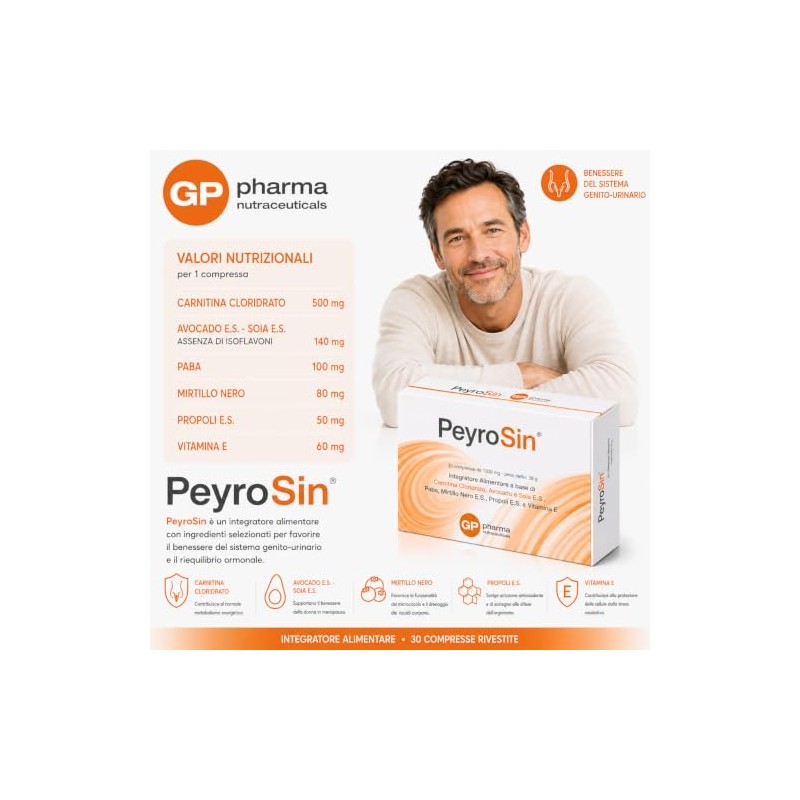 PeyroSin® – Integratore Uomo con Coenzima Q10, L-Arginina, Acetil L-Carnitina,