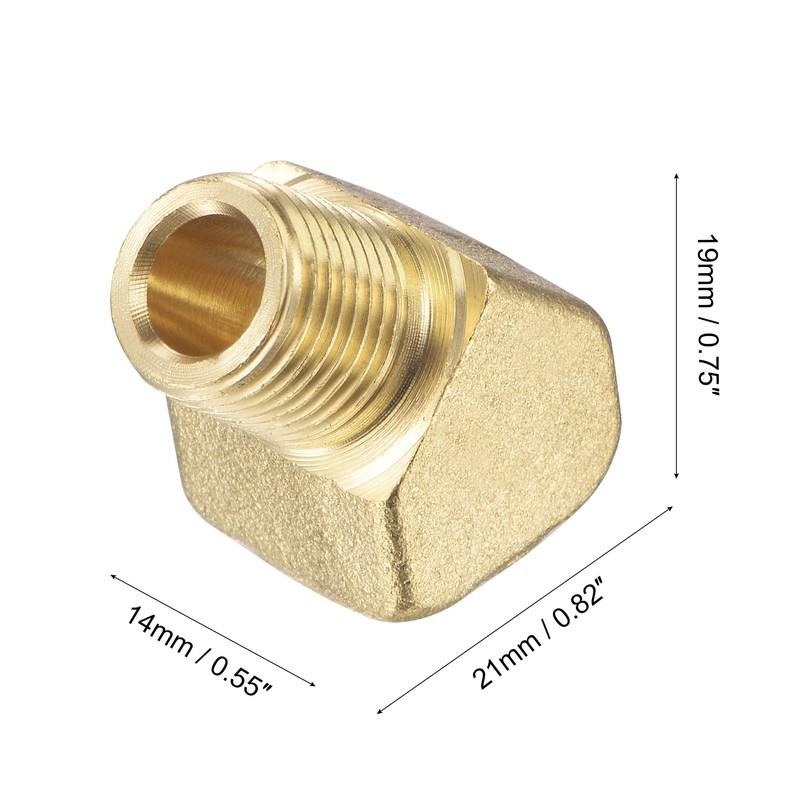 sourcing map Brass Hose Fitting Elbow 45 Degree Angle Hose