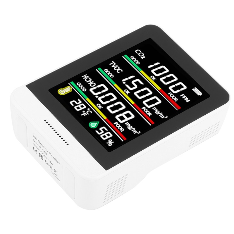 Air Quality Monitor Portable CO2 TVOC Formaldehyde Tester Humidity Detection