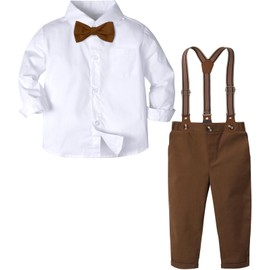 A&J DESIGN Toddler Suit Boy Baby Wedding Formal Gentleman Dress Easter Fall Thanksgiving Tan Outfit 2-3T Brown