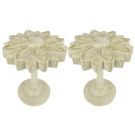 MERIVILLE Set of 2 Blossom Window Drapery Medallion Holdbacks, Curtain Tiebacks, Wall Hook, Tassel Holder, French White