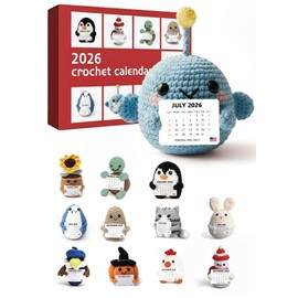 Lucreign 12PCS Emotional Support Crochet Doll 2026 Desk Calendar Set, Positive Crochet Dolls with Calendar Cards and Uplifting Quotes for Office & Home Decor, Inspirational Gifts for Women, Men, Coworkers, Friends