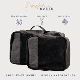 BARA Space Saving Packing Cubes for Carry On Suitcase Luggage Organization - Medium and Small Packing Organizers with a Mesh Top for Lightweight Travel Organization, Grey (Set of 2)