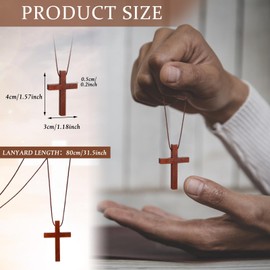 Ecation 48 Pcs Wood Cross Necklace Bulk Natural Wood Cross Pendant for Bible Verse Party Favor Wood Cross Crucifix on Cord Church Christian Gift