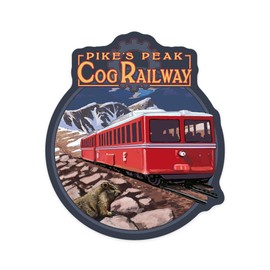 Die Cut Sticker Pikes Peak Cog Railway, Colorado, Swiss Locomotive, Vinyl Sticker 1 to 3 inches (Waterproof Decal for Cars, Water Bottles, Laptops, Coolers), Small
