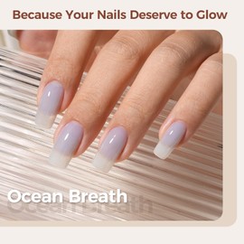 AILLSA Haze Blue Gel Nail Polish Ocean Breath Jelly Gel Polish Neutral Sheer Translucent Nude Gel Polish Long Lasting Gray Blue Soak Off U V Gel for French Manicure Nail Art at Home 0.51 Oz