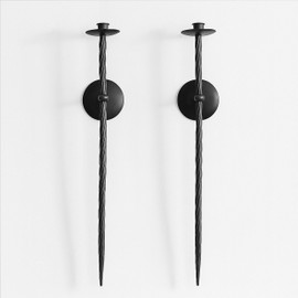 Remenna Large Wall Candle Holder Set of 2 Twisted Candle Sconces Wall Mount Metal Candle Holders Decor for Bedroom Dining Room 23.5" (Black)