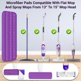 ARSUK Reusable Mop Pads Compatible with Swiffer PowerMop– Washable Velcro Replacement Microfiber Refills for 13''–16'' Spray Mop, Multi-Surface Cleaning Pads (6 Pack)