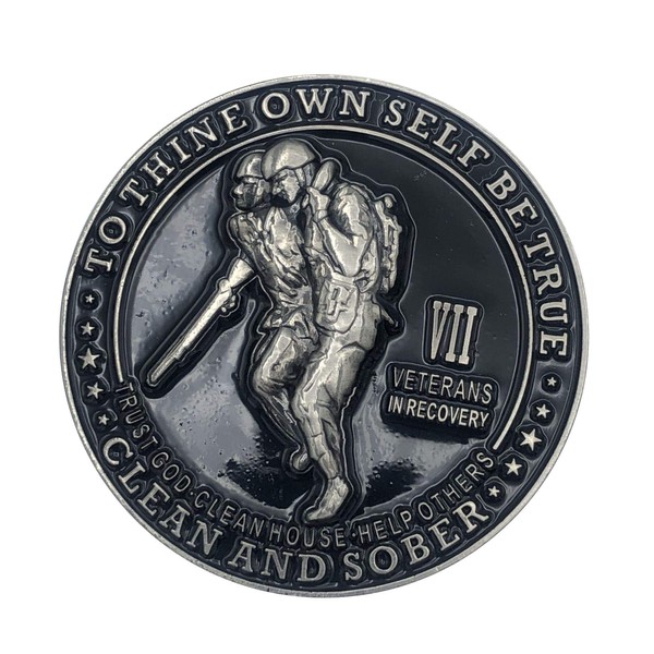 MYRECOVERYSTORE Veterans in Recovery AA Chip Sobriety Coin (1-60 Years) with Third Step Prayer on The Back. an AA Medallion Showing a Token of Appreciation for Those That Served Year 7