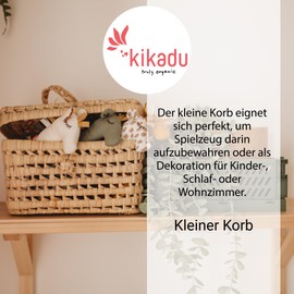 KIKADU Small basket made of palm leaves for storing and decorating toys, handwoven, dimensions 23 x 16 x 16 cm