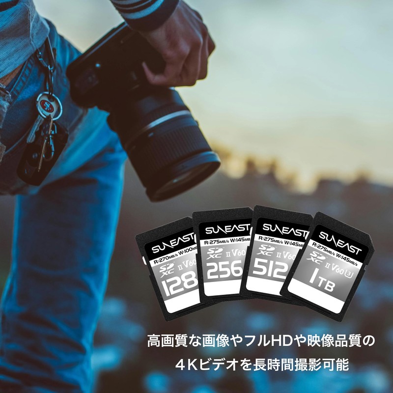 SUNEAST SDXC Card UHS-II V60 U3 4K UHD ULTIMATE PRO