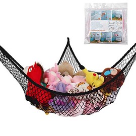 Toy Hammock for Stuffed Animals, KoHuiJoo Stuffed Animal Hammock Net Jumbo Plush Toy Storage Cornet Net 70" Wall Sling Giant Baby Kids Children Teddy Bear Mesh Toy Net Organizer Black