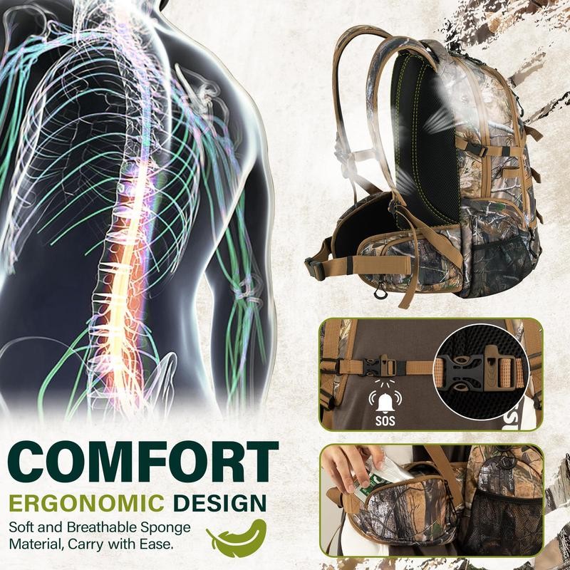 600D Waterproof Hunting Backpack for Men,Camo Hunting Pack with Bow