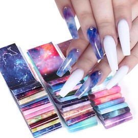 MOLILON Holographic Nail Foil Iridescent Nail Design Stickers Decals Galaxy Constellation Nail Foils Starry Sky Transfer Foil Nail Wraps for Nail Art DIY Decoration - 30 Sheets