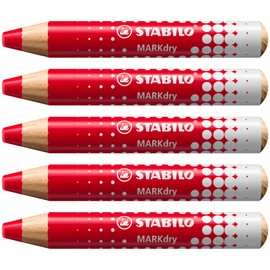 Whiteboard and Flipchart Markers - STABILO MARKdry - Pack of 5 - Red
