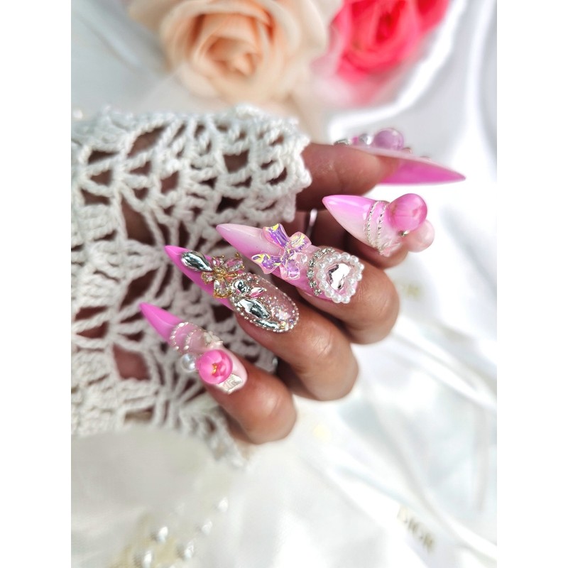  Handmade rose ball nail handmade nail tip ✨ -
