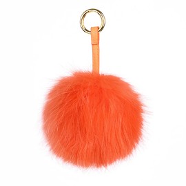 S.ROMZA Pom Pom Keychain Artificial Faux Fur Ball Keychains Fluffy Keychain Pom Pom Bag Charm for Hand Bag Backpack Pendant (Orange)