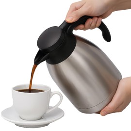 Dolcetti 68 oz (2L) Thermal Coffee Carafe Airpot Dispenser with Pump | Double Wall Stainless Steel Insulated Server for Hot or Cold Beverages | Ideal for Parties, Events and Office Use