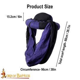 Medieval Chaperon Hood – 15th Century European Headwear in Black & Purple – Perfect for Renaissance, LARP, and Historical Reenactments