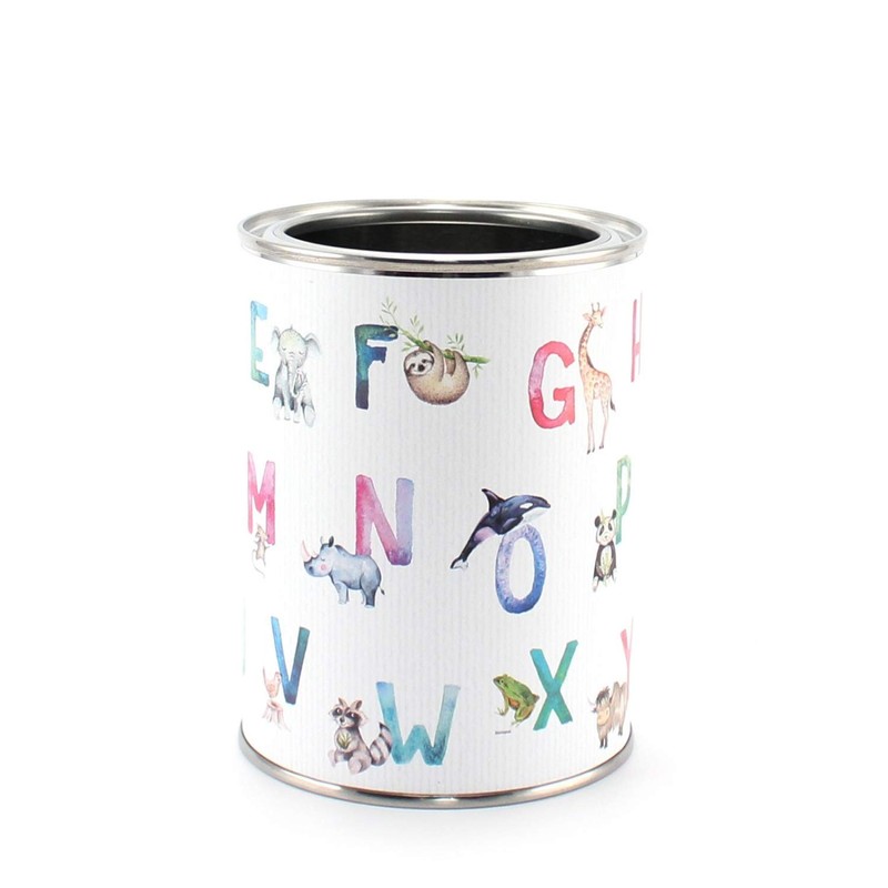 Pen Cup Animal ABC Watercolour Including 12 Triangular Colouring Pencils,