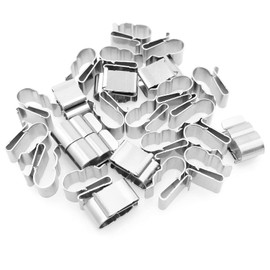 Lind Kitchen 25PCS 19mm Cable Clips, Wire Rope Clips, Trailer Frame Wire Clips, Photovoltaic Cable Clips, Stainless Steel Cable Clamps Double-Wire Clips for PV Wiring Boat Cable