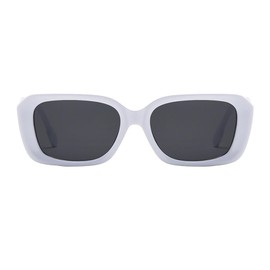 Long Keeper Classic Rectangle Sunglasses Retro Sunglasses Men's 80s Vintage Square Sunglasses Driving Eyewear for Women Men, white black