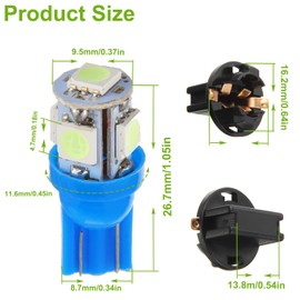 EPLZON T10 5SMD Ice Blue LED 5050 DC 12V PC194 PC168 Vehicle width indicato Light Reading Light Tag Light with Twist Sockets (Pack of 20pcs)