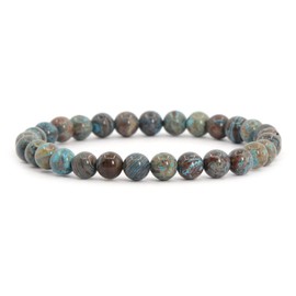 Dyed Blue Wood Veins Jasper Gemstone 6mm Round Beads Stretch Bracelet 6.5 Inch Unisex