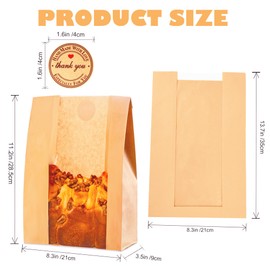 Homrelaxy 31pcs Paper Bread Bags for Homemade Bread, Sourdough Bag with Window, 13.7 x 8.3 x 3.5 Inch Large Brown Kraft Bakery Bags for Storing Loaves & Snacks, Includes 40 Sealing Stickers