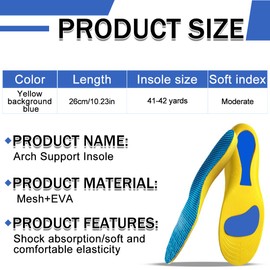 2 Paar orthopädische Einlegesohlen, bequeme Einlegesohlen, Fußgewölbeunterstützung bei Hallux Valgus und anderen Fußproblemen, bequem und rutschfest (Größen 41–42)