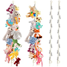 ZYEKIU Pack of 2 Cuddly Toy Storage, Stuffed Toy Storage with 20 Metal Hooks, Net for Cuddly Toys Bohemia, Cuddly Toy Net, White, for Plush Dolls Storage and Hanging Photos