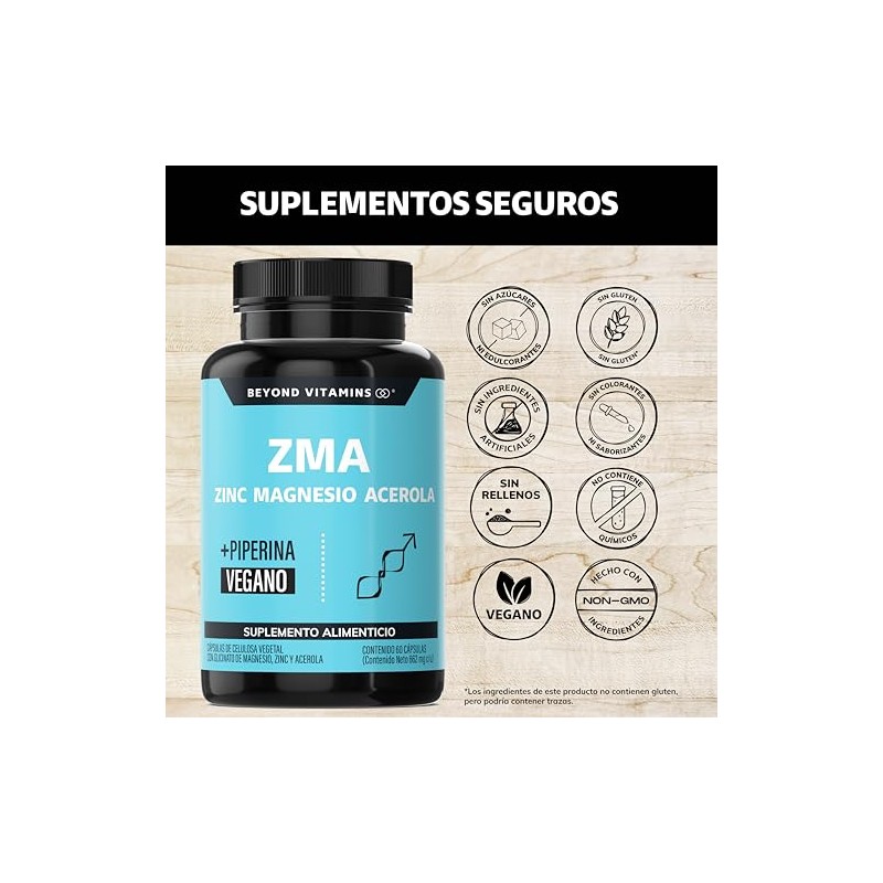 Zinc Magnesio Acerola Zma Piperina Máxima Absorción Azúcar Suplemento Alimenticio