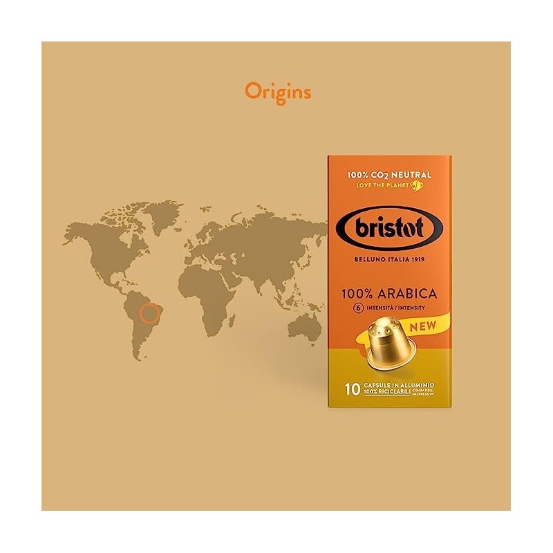 Bristot 100% Arabica Coffee Capsules – Medium Roast – Compatible