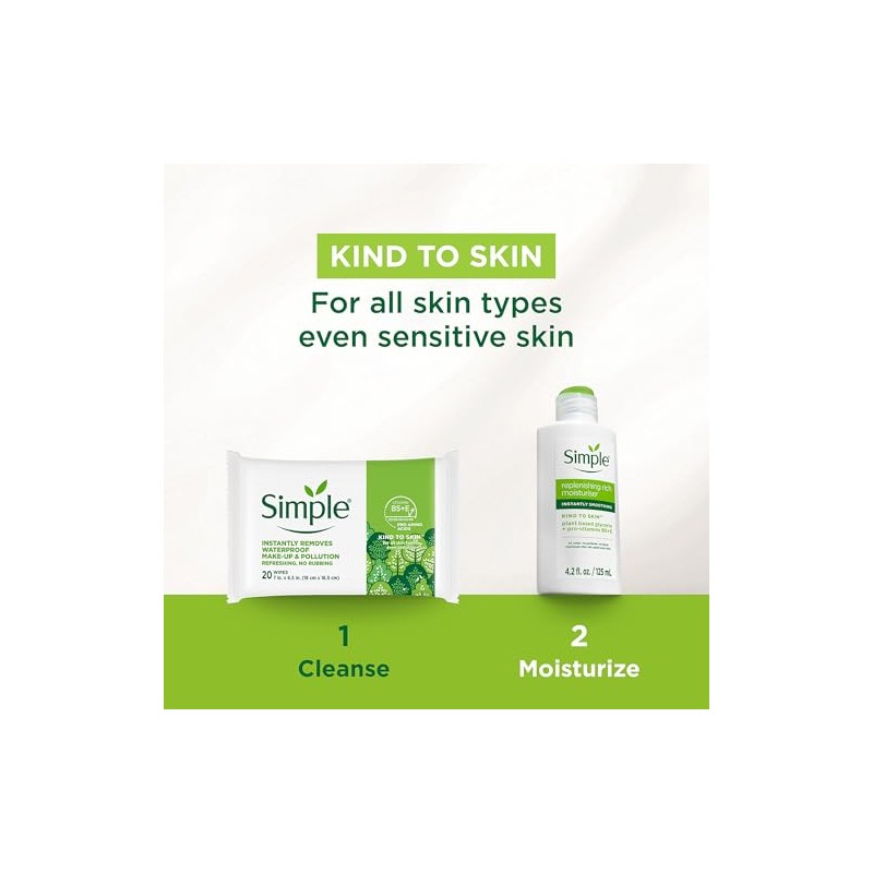 Simple Facial Wipes, Micellar, 25 ct