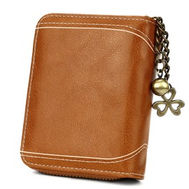 Urban & Chic Vintage Style Bi-Fold Ladies Wallet/Purse with Zip Pocket, Multiple Slots Women's Wallet/Purse (Caramel Brown)