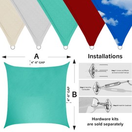 INFRANGE Waterproof 9' x 17' Sun Shade Sail Rectangle Canopy Shade Cover Sunshade for Patio Garden Deck Outdoor (Turquoise)