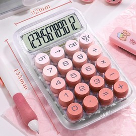 Calculator, Stylish, 10 Digit Calculator, Portable, Small, Round Button, Colorful Calculator, Office, Home, Commerce, School, Stationery Supplies (Pink)