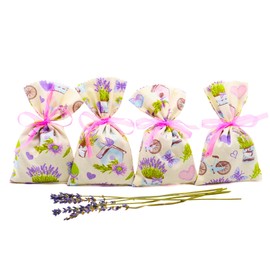 Lavender Bags Hand Sewn in Germany with 15 g Lavender Flowers from Provence 9 x 15 cm (4, Colourful with Hearts, 9 x 15 cm)