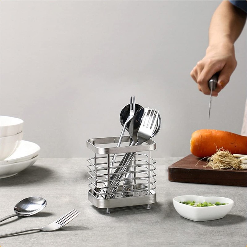 ANHORTS Utensil Holder, Stainless Steel Sink Utensil Holder Countertop, Kitchen