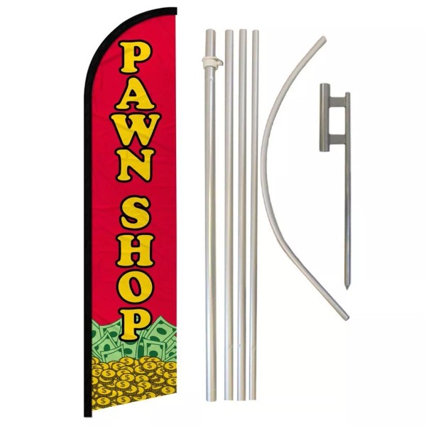 Unbranded Pawn Shop Full Curve Windless Swooper Flag & Pole