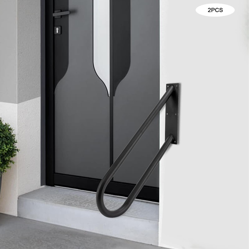 DYNAMI 2-Pack Stainless Steel U-Shaped Handrail for 1-3 Steps,27.5in Black
