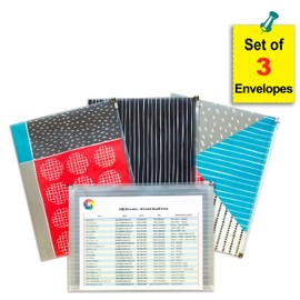 C-Line Zip 'N Go Reusable Poly Envelope, Playful Pops Design, Pack of 3 (54610)