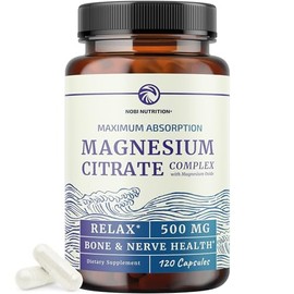 Nobi Nutrition Citrato de magnesio 500 mg (120 unidades) para calma, relajación, estreñimiento y apoyo digestivo  Suplemento de magnesio de alta...   